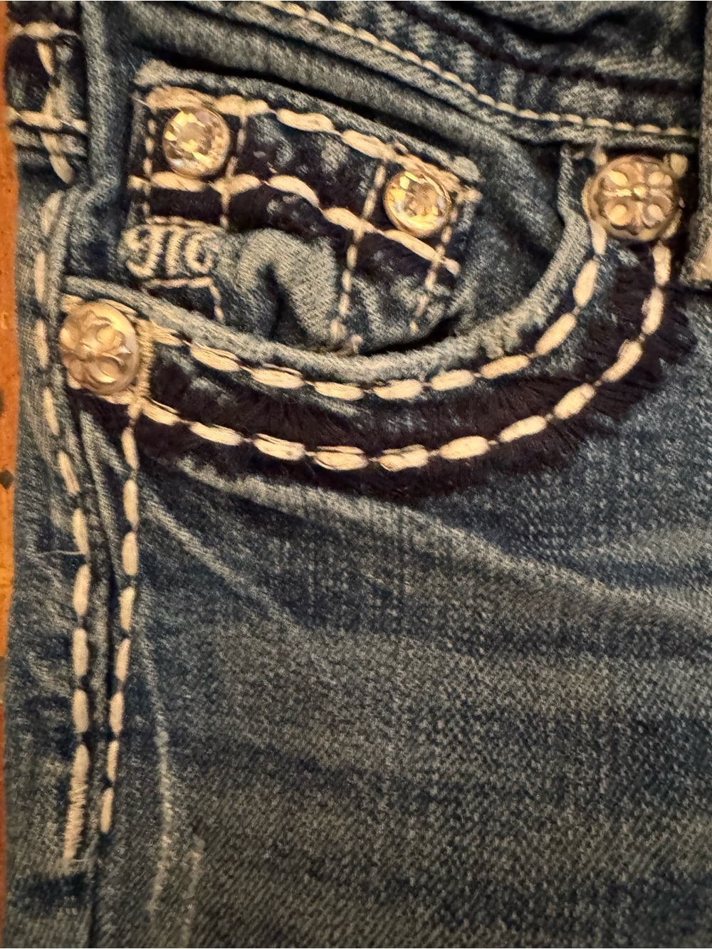 Miss Me Girls Size 10 Bootcut Jeans Rhinestone Embellished Western Y2K - Picture 4 of 14